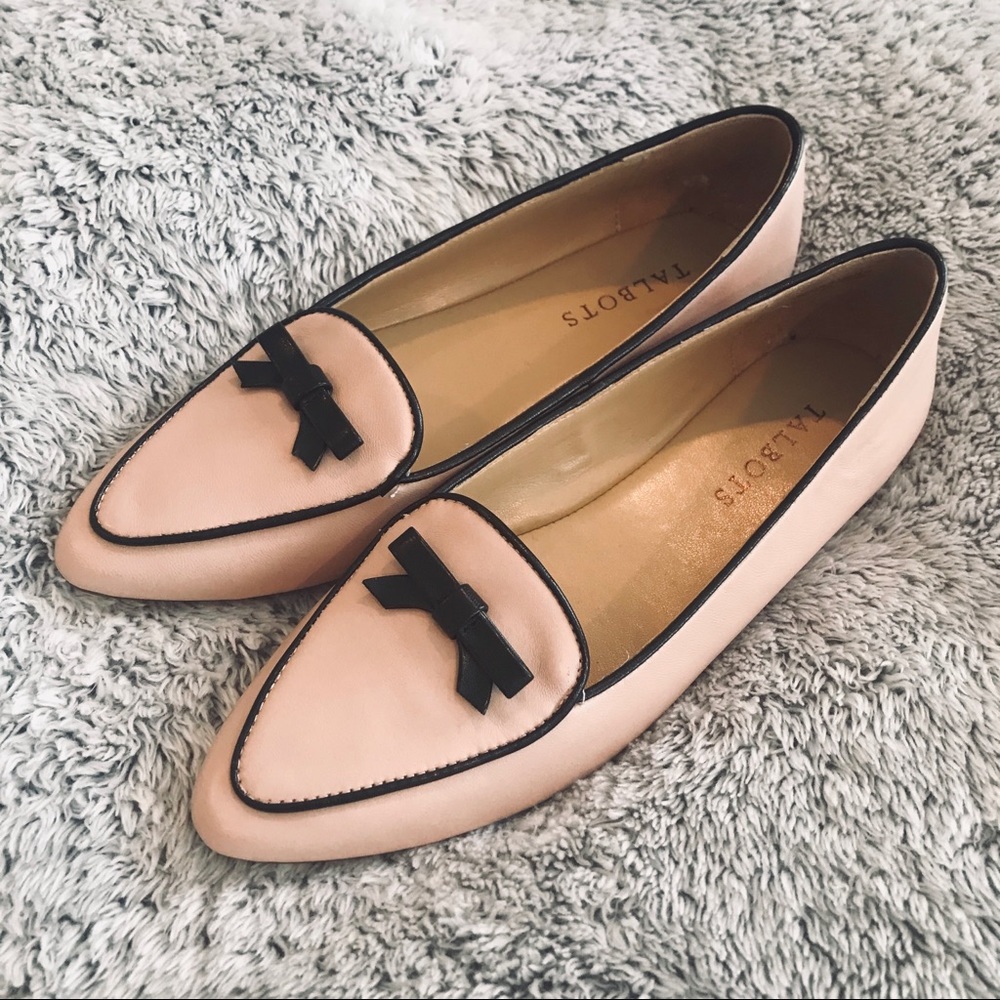 Talbots Pink Point Toe Loafers with Bow